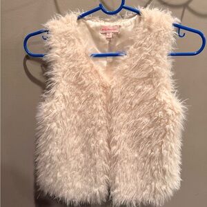 Design History Faux Fur Vest Small Cream Cozy Teddy Sleeveless Jacket Vest
